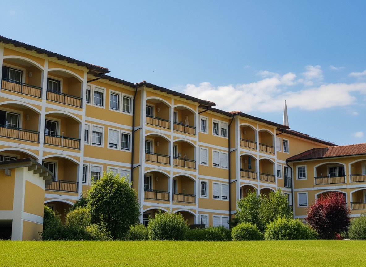 Appartementhotel mit großzügigen Balkonen und gepflegtem Außenbereich
