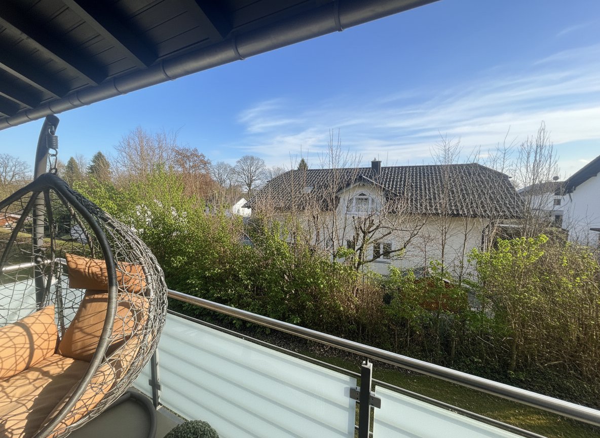 Balkon mit Panoramablick und modernem Edelstahl-Geländer