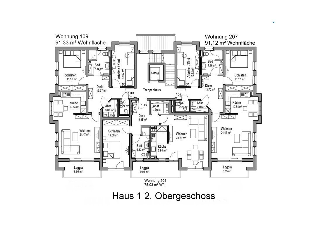 Intelligente Grundrissgestaltung mit drei Wohneinheiten und optimaler Flächennutzung